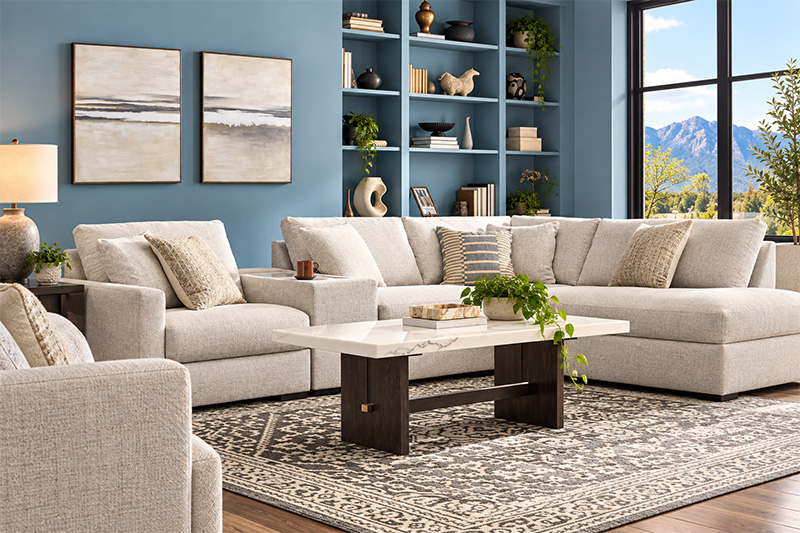 La-Z-Boy chair in light gray upholstery fabric