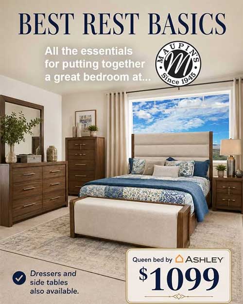 Queen bed by Ashley $1099 at Maupin's Home Furniture